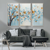 59455-MGV-CV-36X24-Butterfly Tree Branch Wall Art – Blue and Yellow Abstract Canvas Print, Modern Nature Artwork for Living Room, Bedroom or Office