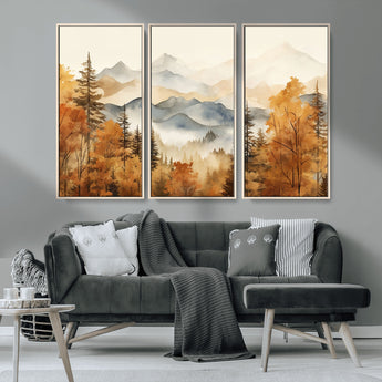 72950-MGV-CV-36X24-Autumn Mountain Forest Wall Art – Golden Fall Landscape Canvas Print, Nature-Inspired Home Decor for Living Room, Bedroom or