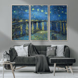 94605-MGV-FC-48X32-3P_Natural-Starry Night Over the Rhone Wall Art – Vincent van Gogh Canvas Print, Famous Impressionist Painting for Living Room, Office