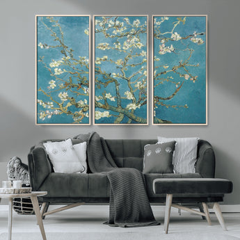 65607-MGV-CV-36X24-Almond Blossom Wall Art – Van Gogh Blue Floral Canvas Print, Elegant Impressionist Painting Decor for Living Room, Bedroom or