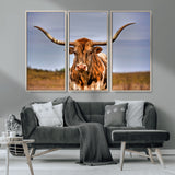 18594-MGV-CV-36X24-Texas Longhorn Bull Wall Art – Rustic Western Cattle Canvas Print, Country Farmhouse Decor for Living Room, Office or Cabin