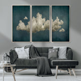 18162-MGV-FC-48X32-3P_Natural-Ethereal Cloud Wall Art – Panoramic Sky Canvas Print, Dreamy Atmospheric Decor for Bedroom, Living Room or Office