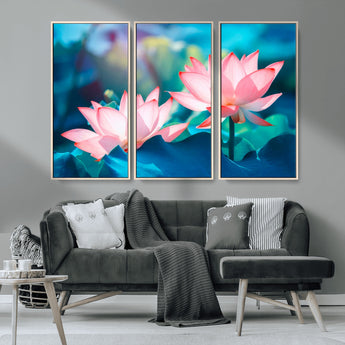 32559-MGV-CV-36X24-Lotus Flower Wall Art – Pink Water Lily Canvas Print, Tranquil Nature Decor for Living Room, Bedroom or Meditation Space