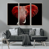 14788-MGV-CV-36X24-Red Elephant Wall Art – Bold Wildlife Canvas Print, African Safari Animal Decor for Living Room, Bedroom or Office