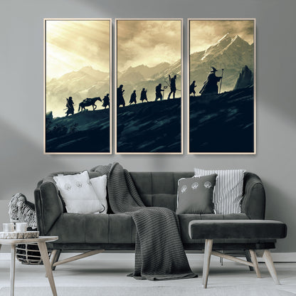 41574-MGV-CV-36X24-Fellowship Journey Wall Art – Epic Fantasy Adventure Canvas Print, Mountain Landscape Decor for Living Room, Office or Man Cave