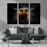 48896-MGV-CV-36X24-Texas Longhorn Wall Art – Rustic Western Bull Canvas Print and Farmhouse Cattle Painting for Living Room, Ranch, or Office Decor .