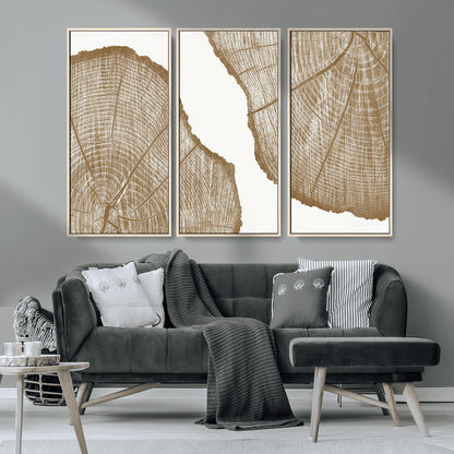 99692-MGV-CV-36X24-Tree Ring Linocut Wall Art Canvas Print, Framed Wood Cut Art Picture Print, Tree Rings Perfect Minimalist Rustic Decor Artwork