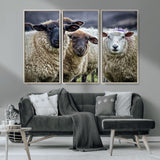 18418-MGV-CV-36X24-Sheep Wall Art Canvas Print, Framed Farmhouse Sheep Art Picture Print, Sheep Herd Perfect Rustic Farmhouse Decor Artwork