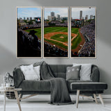 34859-MGV-CV-36X24-Wrigley Field Wall Art Canvas Print, Framed Chicago Cubs Stadium Art Picture Print, Wrigley Stadium Field Perfect Sport Room Decor