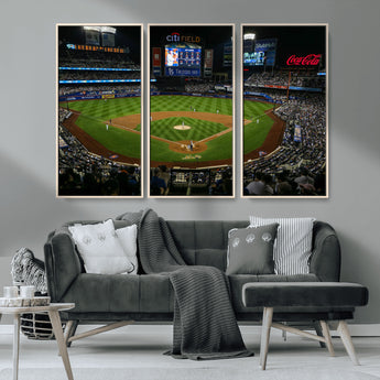 25148-MGV-CV-36X24-Baseball Stadium Wall Art – Canvas Print Night Game Packed Crowd Bright Lights Sports Photography, Dynamic Decor for Game Room,