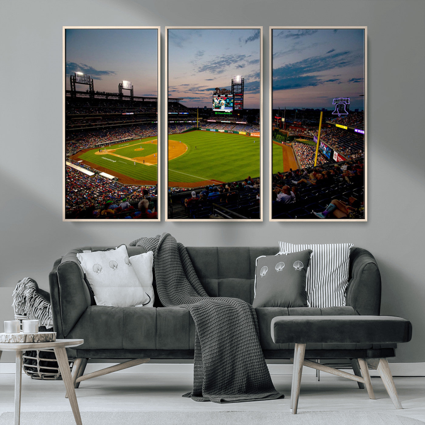 17415-MGV-CV-36X24-Philadelphia Phillies Stadium Wall Art Canvas Print, Framed Citizens Bank Park Art Picture Print, Phillies Stadium Field Perfect