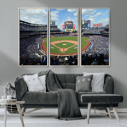 22910-MGV-CV-36X24-City Field Stadium Wall Art Canvas Print, Framed New York Stadium Art Picture Print, City Field Perfect Sport Room Decor Artwork