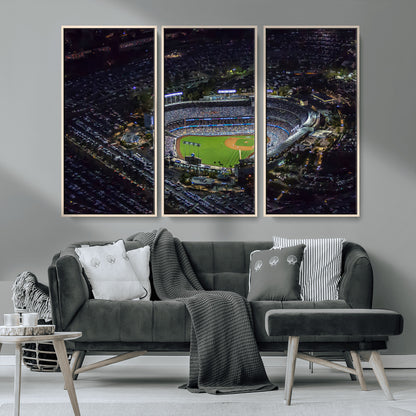 16515-MGV-CV-36X24-Dodgers Stadium Wall Art Canvas Print, Framed Baseball Stadium Art Picture Print, Dodgers Field Perfect Sport Room Decor Artwork