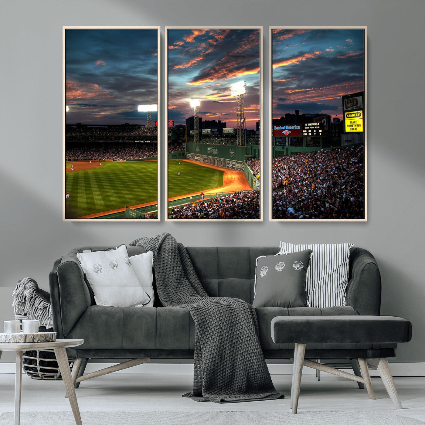 66781-MGV-CV-36X24-Baseball Stadium Wall Art – Canvas Print Evening Game Field Packed Crowd Sunset Sky Sports Photography, Dynamic Decor for Game