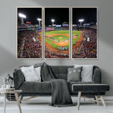 47365-MGV-CV-36X24-Fenway Park Stadium Wall Art Canvas Print, Framed Boston Baseball Stadium Art Picture Print, MLB Stadium Field Perfect Sport Room