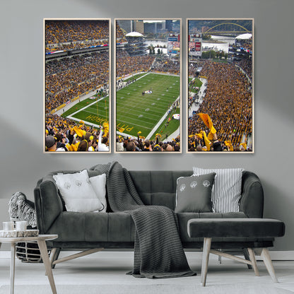 51419-MGV-FC-48X32-3P_Natural-Heinz Field Wall Art Canvas Print, Framed Pittsburgh Stadium Field Art Picture Print, Heinz Stadium Field Perfect Sports Room