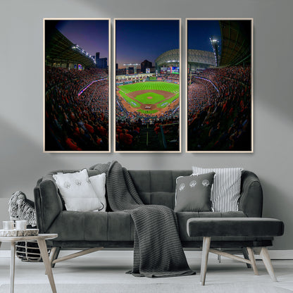44322-MGV-CV-36X24-Minute Maid Park Wall Art Canvas Print, Framed Houston Astros Stadium Art Picture Print, Houston Astros Field Perfect Sports Room