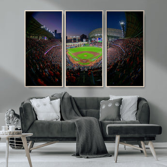 44322-MGV-CV-36X24-Minute Maid Park Wall Art Canvas Print, Framed Houston Astros Stadium Art Picture Print, Houston Astros Field Perfect Sports Room