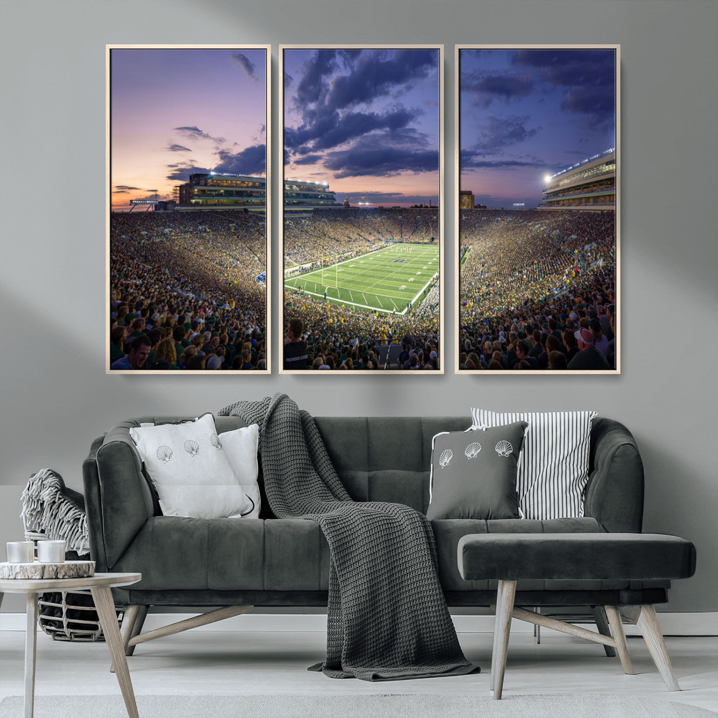 50825-MGV-CV-36X24-Notre Dame Stadium Wall Art Canvas Print, Framed Indiana Stadium Art Picture Print, Football Stadium Perfect Sports Room Decor