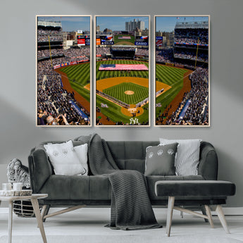 20879-MGV-CV-36X24-Yankee Stadium Wall Art Canvas Print, Framed New York Stadium Art Picture Print, Yankee Field Perfect Sport Room Decor Artwork