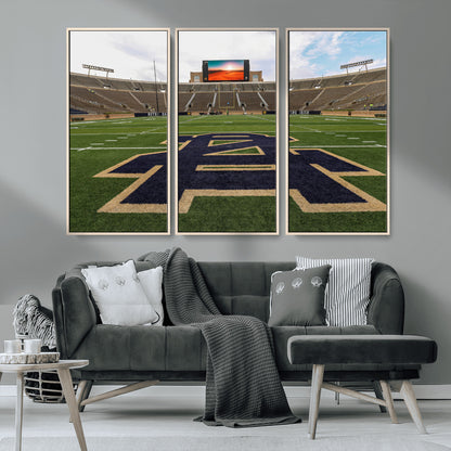 52835-MGV-CV-36X24-Notre Dame Stadium Wall Art Canvas Print, Framed Indiana Stadium Art Picture Print, Notre Dame Field Perfect Sport Room Decor