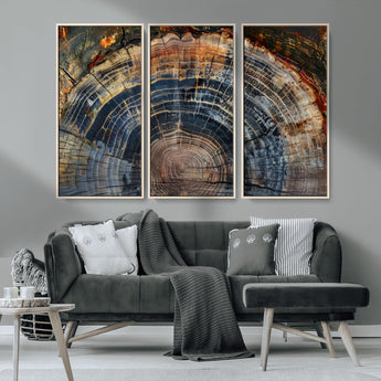 16193-MGV-CV-36X24-Tree Ring Wall Art – Abstract Wood Grain Canvas Print, Rustic Nature Texture Artwork Poster for Living Room, Bedroom, Office,