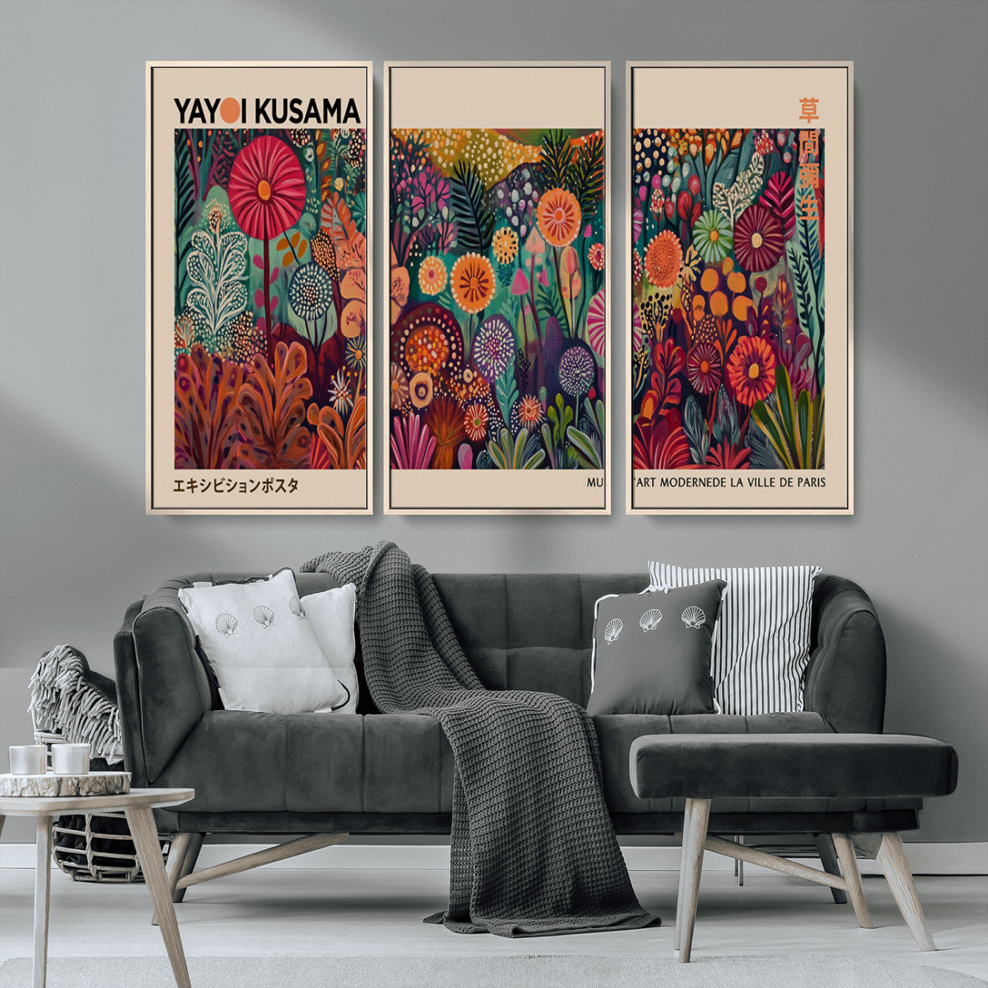51280-MGV-CV-36X24-Abstract Yayoi Kusama Wall Art Canvas Print, Framed Japanese Wabi Sabi Art Picture Print, Yayoi Kusama Perfect Abstract Modern