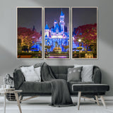 66710-MGV-CV-36X24-Enchanted Castle Wall Art – Magical Night Scene Canvas Print with Glowing Lights, Fantasy Architecture Artwork for Living Room,