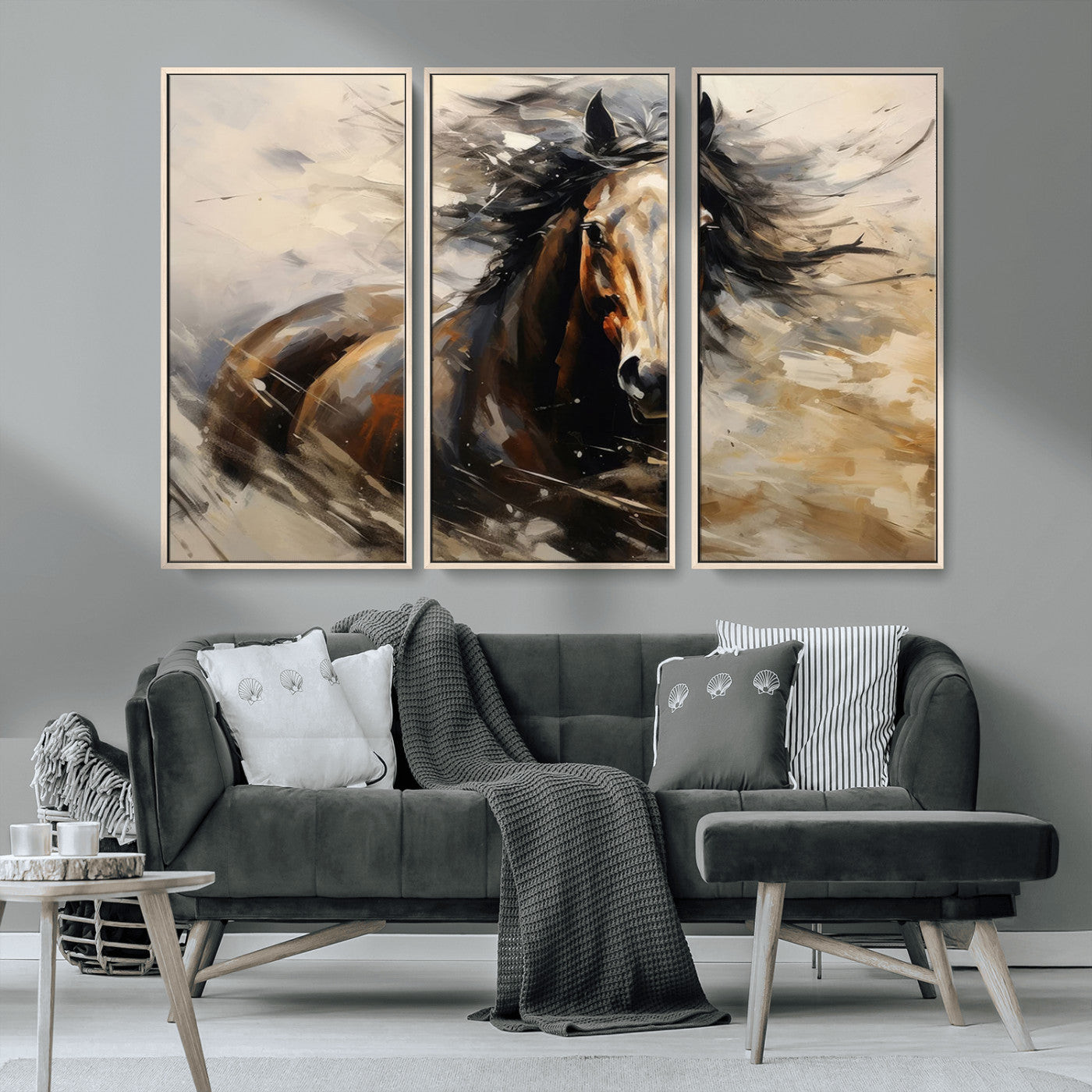 53001-MGV-CV-36X24-Wild Horse Wall Art – Majestic Stallion Canvas Print with Flowing Mane, Rustic Western Style Painting for Living Room, Office or