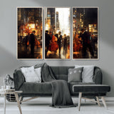 58782-MGV-CV-36X24-Jazz Musicians Cityscape Wall Art – Vibrant Urban Night Canvas Print, Elegant Music Themed Decor for Living Room, Office, or Music