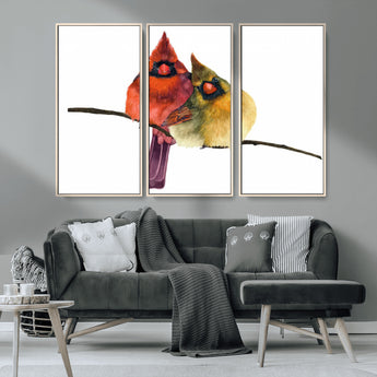 67752-MGV-CV-36X24-Cardinal Couple Wall Art – Male and Female Cardinal Canvas Print, Romantic Bird Artwork for Nature Lovers, Living Room, Bedroom,
