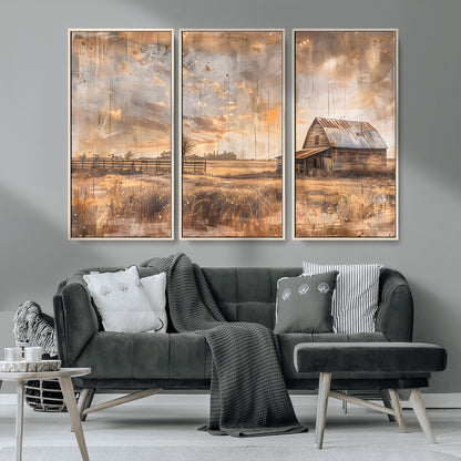 FARM2-MGV-CV-36X24-Rustic Farmhouse Wall Art Canvas Print, Framed Old Barn Art Picture Print, Southwestern Farmhouse Perfect Rustic Decor Artwork