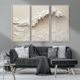 45175-MGV-CV-36X24-Textured Wave Wall Art Canvas Print, Framed Minimal Seascape Art Picture Print, Elegant Wave Perfect Modern Coastal Decor Artwork