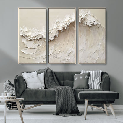 45175-MGV-CV-36X24-Textured Wave Wall Art Canvas Print, Framed Minimal Seascape Art Picture Print, Elegant Wave Perfect Modern Coastal Decor Artwork