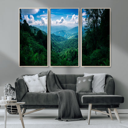 74439378-MGV-CV-36X24-Tropical Jungle Wall Art Canvas Print, Framed Lush Valley Art Picture Print, Forest Mountains Perfect Tropical Wilderness Decor