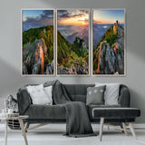 51582565-MGV-CV-36X24-Mountain Sunrise Panorama Wall Art – Scenic Landscape Canvas Print, Hiking Adventure Nature Photography, Large Mountain Range Wall