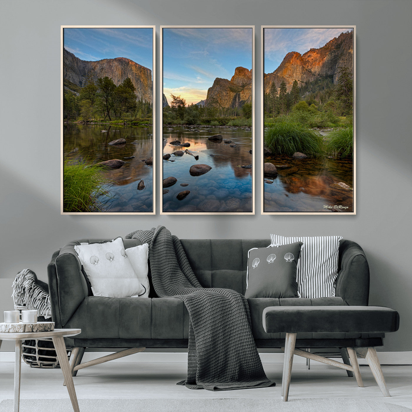 55893831-MGV-FC-48X32-3P_Natural-Yosemite Valley Wall Art Canvas Print, Framed El Capitan Art Picture Print, Sierra Landspace Perfect Rustic Nature Decor Artwork