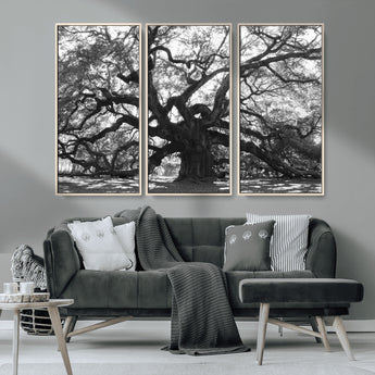 81655611-MGV-CV-36X24-Ancient Oak Wall Art Canvas Print, Framed Twisted Branches Art Picture Print, Gnarled Tree Perfect Moody Nature Decor Artwork