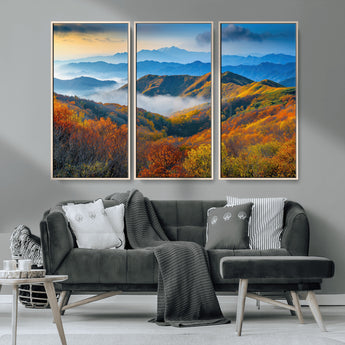 86772247-MGV-CV-36X24-Autumn Mountains Wall Art Canvas Print, Framed Fall Foliage Art Picture Print, Vibrant Hills Perfect Vibrant Nature Decor Artwork