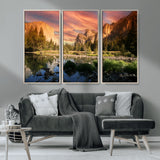 31199457-MGV-CV-36X24-Yosemite Valley Wall Art Canvas Print, Framed El Capitan Art Picture Print, Sunset Sky Perfect Vibrant Western Decor Artwork