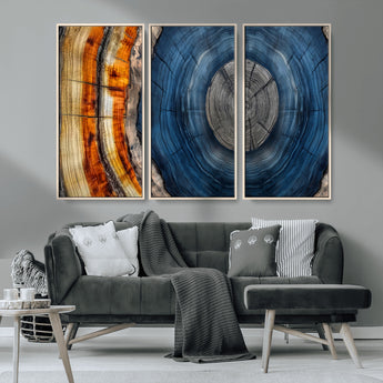 84489410-MGV-CV-36X24-Framed Abstract Tree Ring Wall Art Print, Natural Rustic Wood Texture Canvas Print, Wood Tree Stump Farmhouse, Log Cabin Wooden