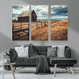 69356982-MGV-CV-36X24-Old Barn Wall Art Canvas Print, Framed Rustic Fence Art Picture Print, Wooden Farmhouse Perfect Rustic Farmhouse Decor Artwork