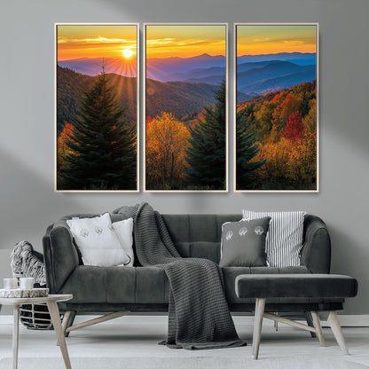 36964931-MGV-CV-36X24-Autumn Mountains Wall Art Canvas Print, Framed Sunset Glow Forest Art Picture Print, Golden Trees Perfect Vibrant Nature Decor