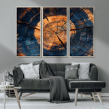 18975622-MGV-CV-36X24-Burnt Wood Wall Art Canvas Print, Framed Aged Timber Art Picture Print, Rustic Tree Slice Perfect Rustic Decor Artwork for Home,