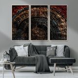 43686762-MGV-CV-36X24-Dark Wood Ring Wall Art Canvas Print, Framed Abstract Wood Tree Art Picture Print, Rustic Tree Slice Perfect Rustic Decor Artwork