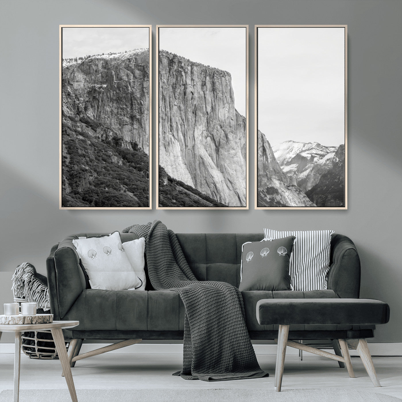 39393420-MGV-CV-36X24-El Capitan Wall Art Canvas Print, Framed Yosemite Cliff Art Picture Print, Monochrome Mountain Perfect Monochrome Sierra Decor