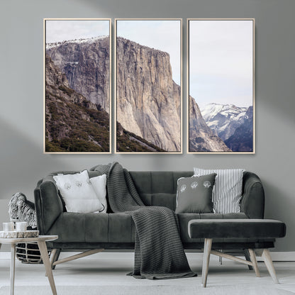 74506434-MGV-CV-36X24-El Capitan Wall Art Canvas Print, Framed Yosemite Cliff Art Picture Print, Sierra Nevada Perfect Sierra Minimalism Decor Artwork