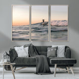 58502923-MGV-CV-36X24-Wave Rider Wall Art Canvas Print, Framed Ocean Wave Art Picture Print, Riding Surf Perfect Sunset Surf Decor Artwork