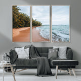 88125882-MGV-CV-36X24-Tropical Shoreline Wall Art Canvas Print, Framed Palm Trees Art Picture Print, Tropical Ocean Perfect Tropical Coastal Decor