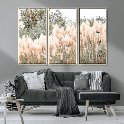 21826392-MGV-CV-36X24-Pampas Grass Wall Art Canvas Print, Framed Soft Pampas Art Picture Print, Pastel Grasses Perfect Soft Neutral Boho Decor Artwork